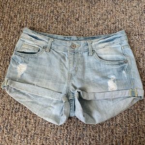 Light wash denim shorts